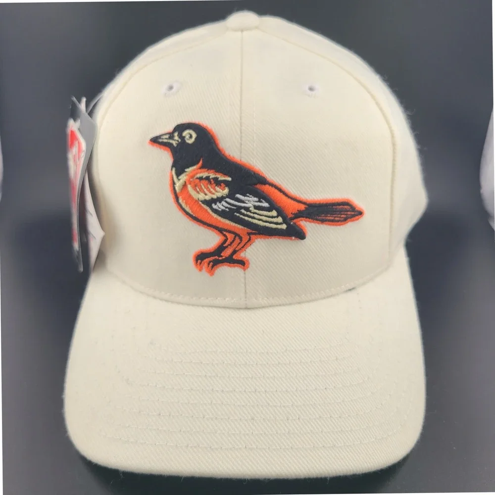 Puma Logo Athletic Baltimore Orioles MLB Baseball Cap Mens Cream Strapback Hat